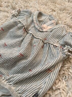 Modern Moments Blue Stripe Baby One-Piece Bodysuit with Red Accent